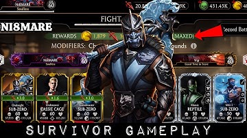 Sub-Zero Onslaught & Grandmaster Survivor Fatal Tower Gameplay MK Mobile | Max Bonus Points