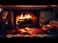 Cozy Cabin Ambience - Crackling Fireplace &amp; Thunderstorm Sounds with Gentle Night Rain