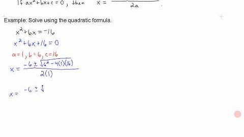 College Algebra Section 3.2 - Video 7 - Solving Quadratics by Quadratic Formula