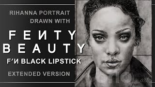 Rihanna portrait speed drawing with Fenty Beauty lipstick (long version)