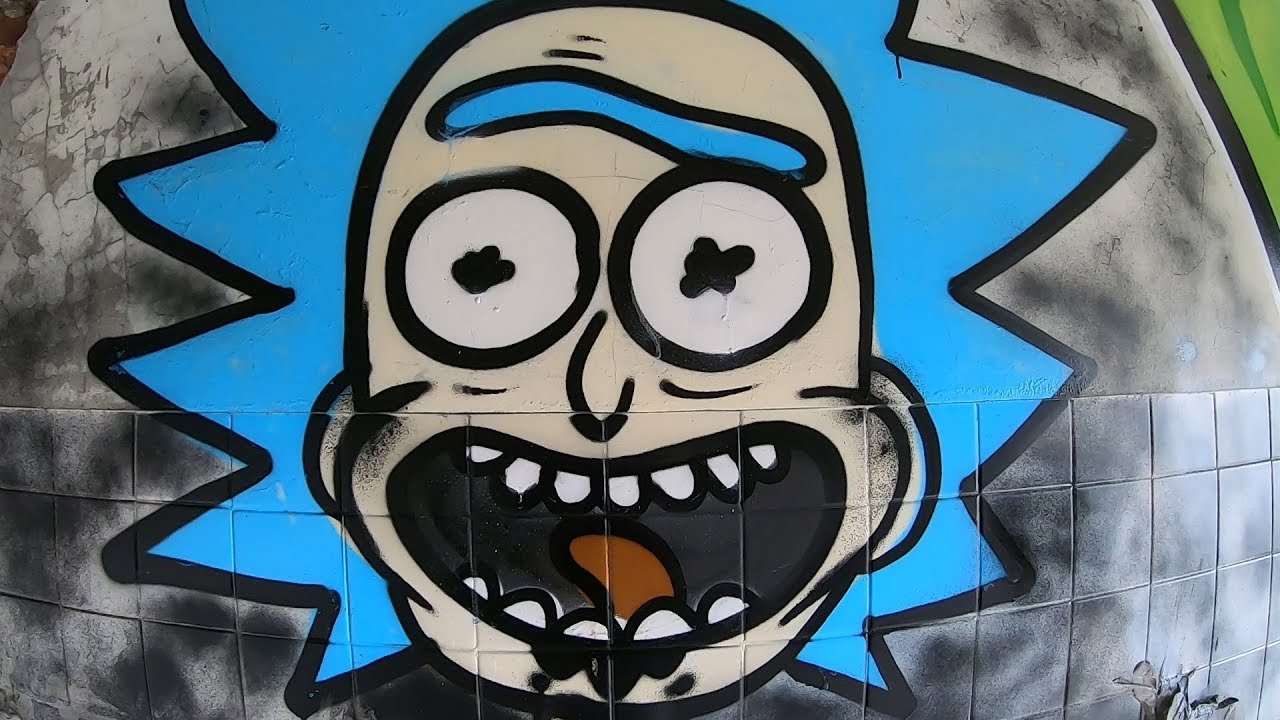 Rick And Morty Graffiti Piece on Abandoned Industry - Graffiti - Resk 12