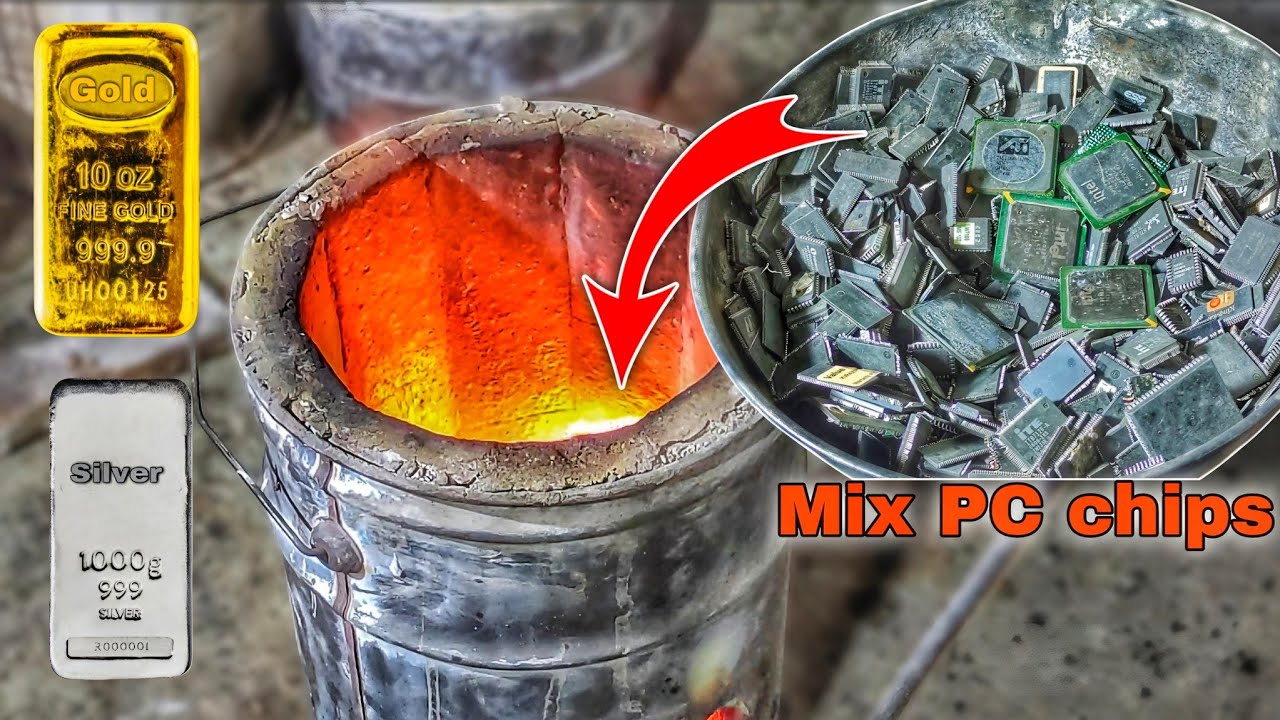 Silver Computer Chip Smelting PC IC chips For GOLD and SILVER - YouTube