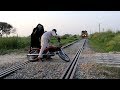 Shaitan and Train Motorcycle Please do Not Cross Track Care Yourself Social Message