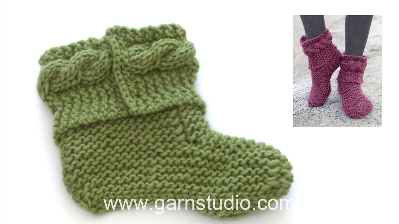 slipper socks How to knit the slippers in DROPS 163-15