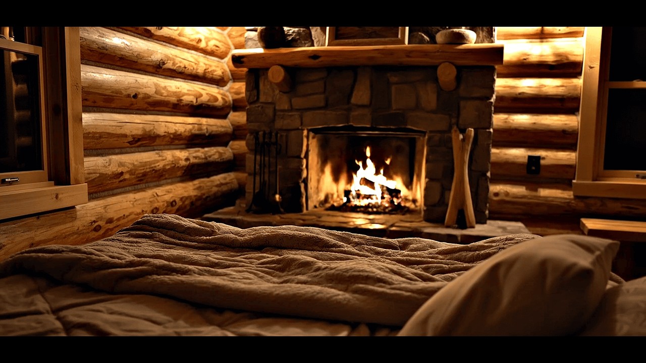 Cozy Cabin Bedroom Fireplace 🔥 Deep Sleep Fire Sounds | 8 Hours