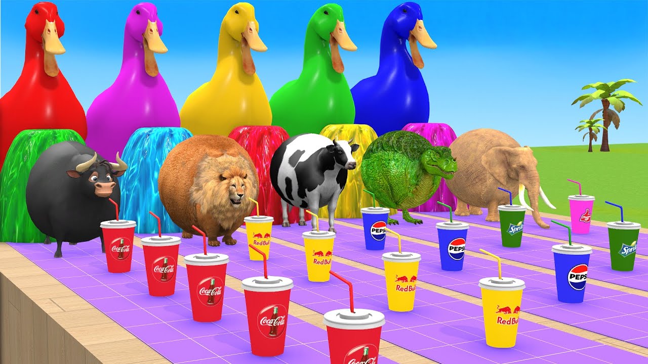 Long Slide Game With Cow Elephant Gorilla Hippopotamus Tiger 3d Animal Game Funny 3d Animals