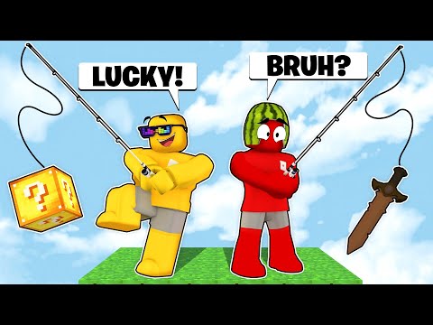Roblox Bedwars But I can FISH Lucky Blocks