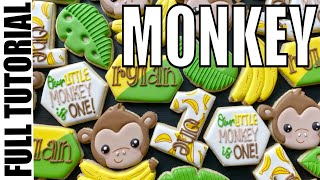 COOKIE DECORATING TUTORIAL \/\/ Monkey Birthday Sugar Cookies