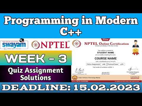 NPTEL PROGRAMMING IN MODERN C++ WEEK 3 ASSIGNMENT ANSWERS | 2023