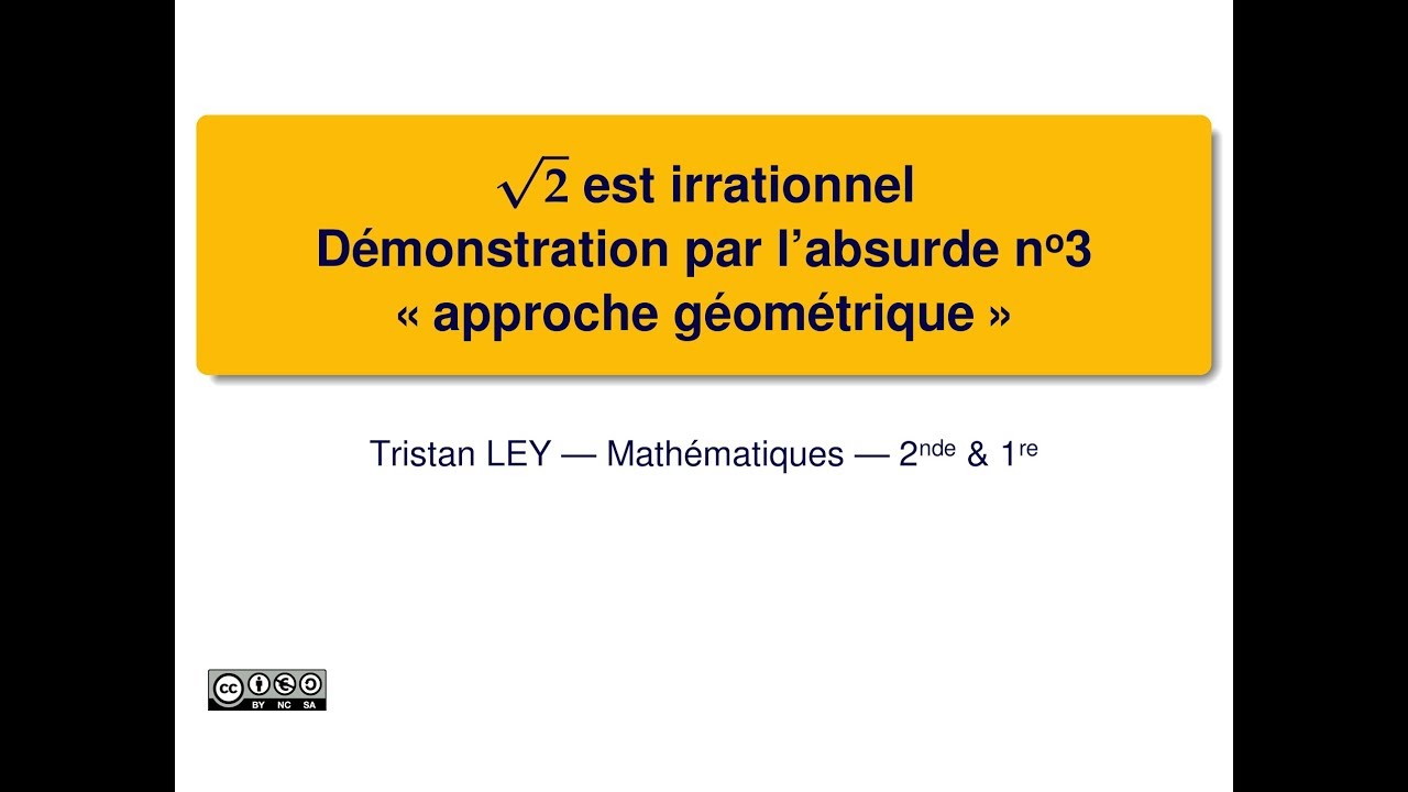 Racine De 2 Irrationnel Démonstration Par L'absurde www.youtube.com