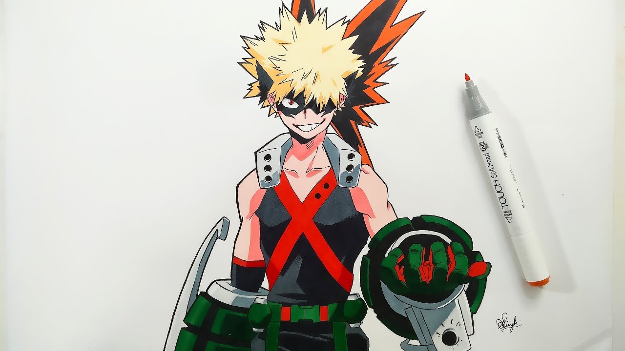 How To Draw Bakugo Step By Step Tutorial Boku No Hero Youtube