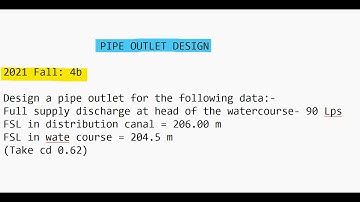 Pipe Outlet Design | Hydraulic Structures | Irrigation Engineering | PoU, TU, KU, PU