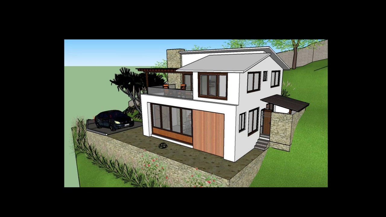 CASA EN LADERA - SKETCHUP - YouTube