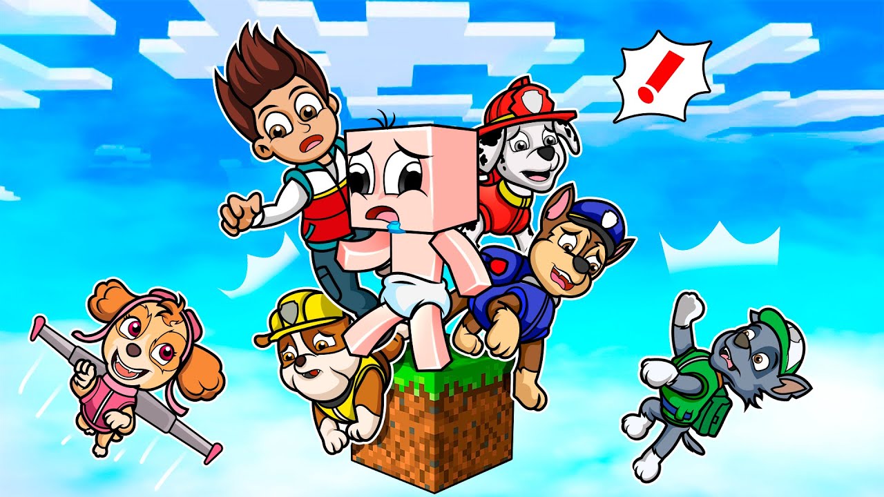 ¡ATRAPADO en un BLOQUE con PAW PATROL! 😱🔵 BEBÉ NOOB pero es UN BLOQUE en MINECRAFT