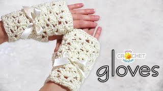 Crochet Bridal Fingerless Gloves - Classic Fan Stitch / Lace Pattern