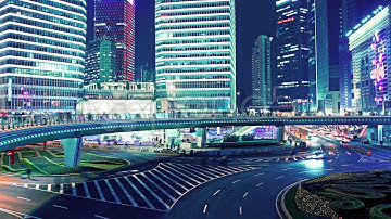 the light trails of city traffic in shanghai, china. time lapse. Stock Footage