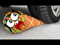 Experiment Car vs M&M Icecream Toy, Candy Mentos| Crushing Crunchy & Soft Things by Car- Woa Doodles