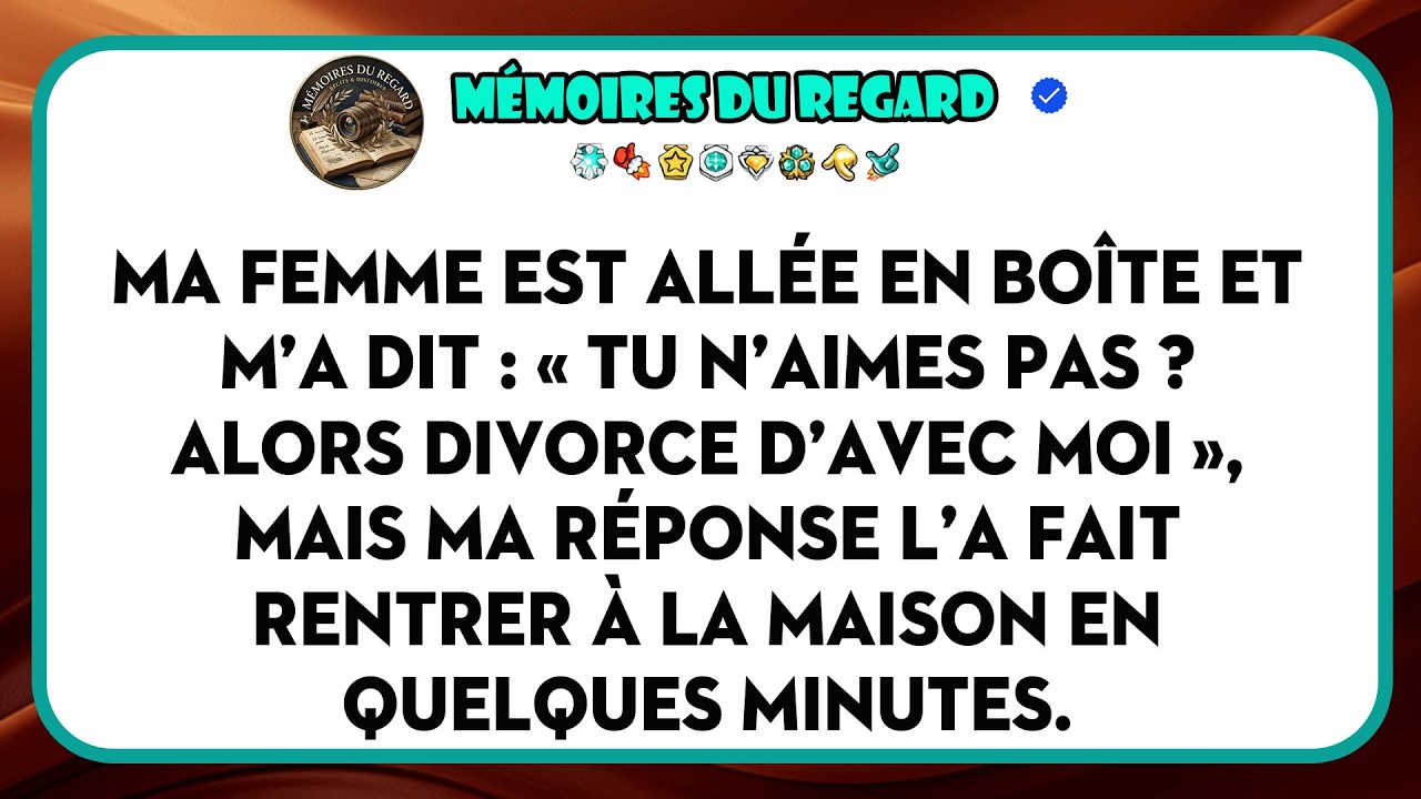 La musique du club vibrait encore dans sa voix quand elle a hurlé, devant le Uber, "Si ça ne te plaît pas, Simon, demande le divorce." Trois minutes plus tôt, elle m'avait envoyé une photo d'elle...