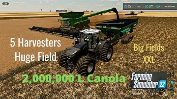 FS22 Big Fields XXL 5 Harvesters Running On Courseplay, 1 Truck Running On Autodrive