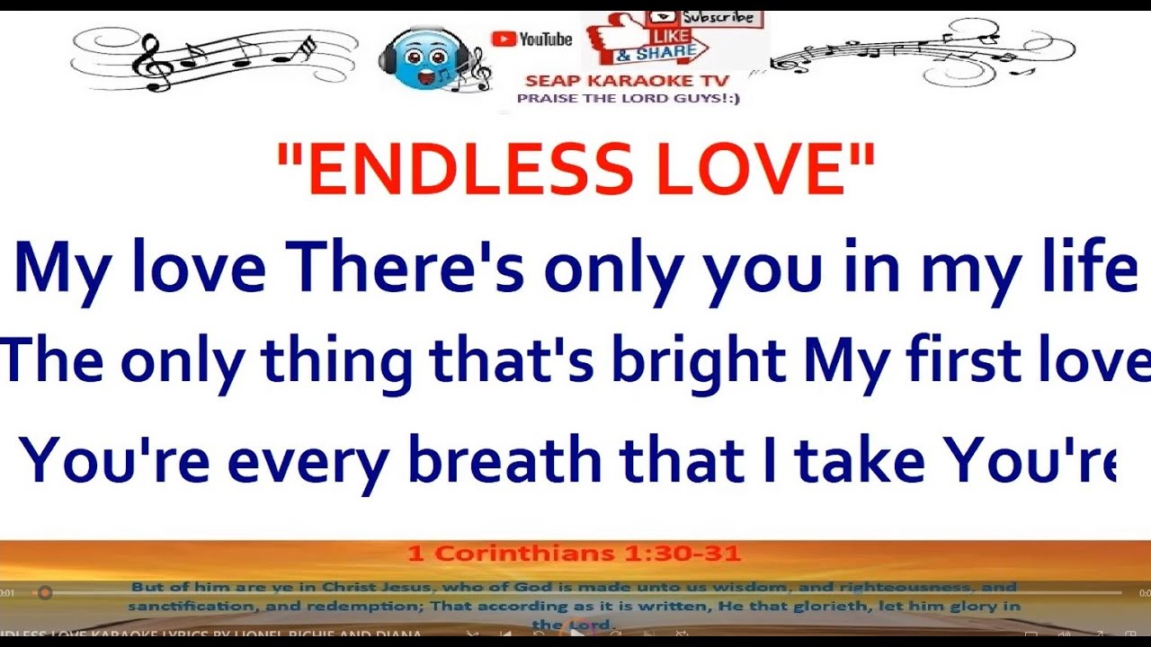 ENDLESS LOVE KARAOKE LYRICS BY LIONEL RICHIE AND DIANA ROSS - YouTube