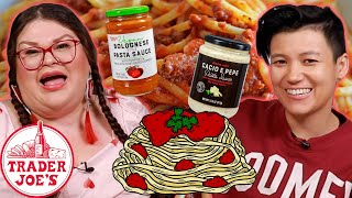 Kristin And Jen Try Every Trader Joe's Pasta Sauce | Kitchen & Jorn