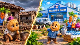 How Did Poor Aalu Build His Own AALU DAIRY Factory? 😱🐄 | Aalu Cartoon Story... #aalustory