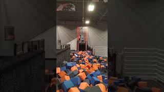 Ziplined into foam pit at Sky Zone