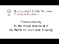 Haddonfield BOE March 18, 2021 Regular Meeting