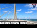 4K Driving over the Sunshine Skyway Bridge in St Petersburg, Florida Tampa Bay Area both directions