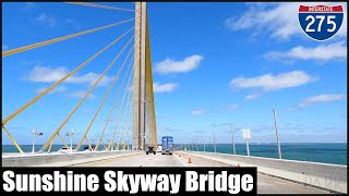4K Driving over the Sunshine Skyway Bridge in St Petersburg, Florida Tampa Bay Area both directions