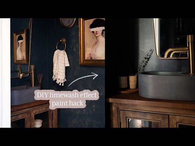 Dark, Moody and Vintage Style Bathroom Makeover | Thrifted DIY Vanity class=