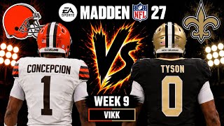 Browns vs Saints Week 9 Simulation | Madden 27 Draft Rosters