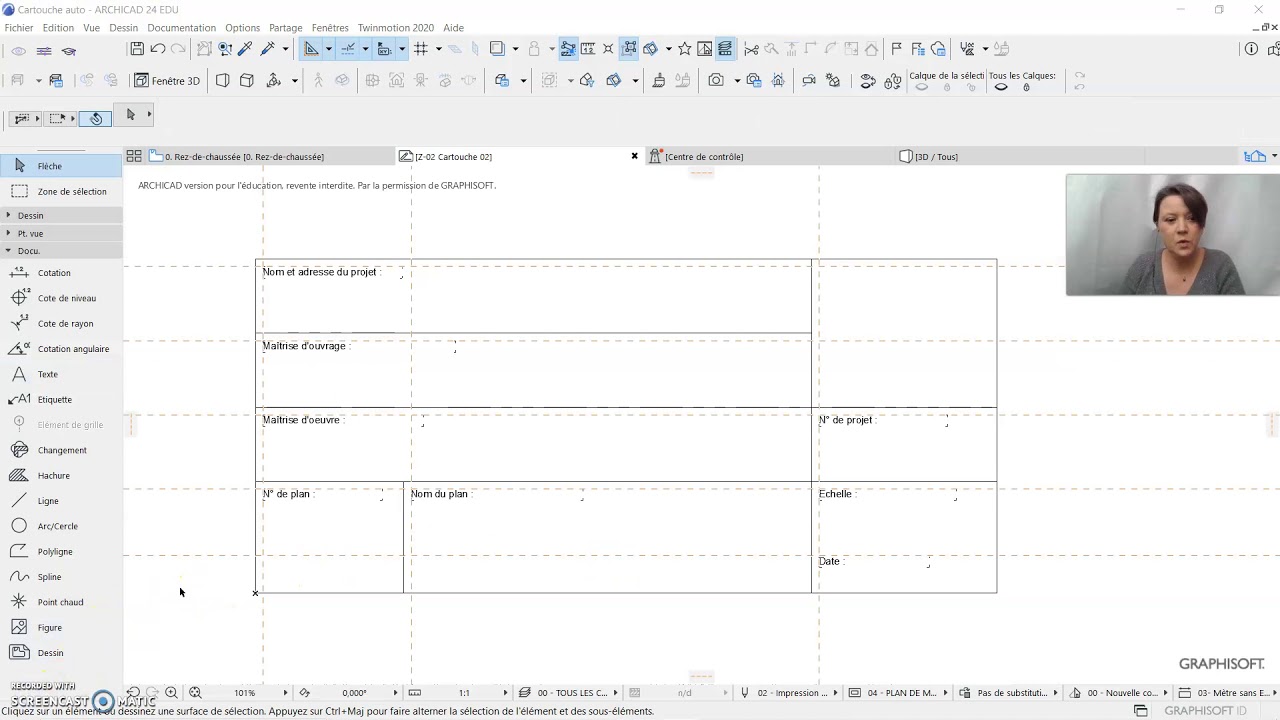 Initiation ArchiCAD: les cartouches avec du texte automatique