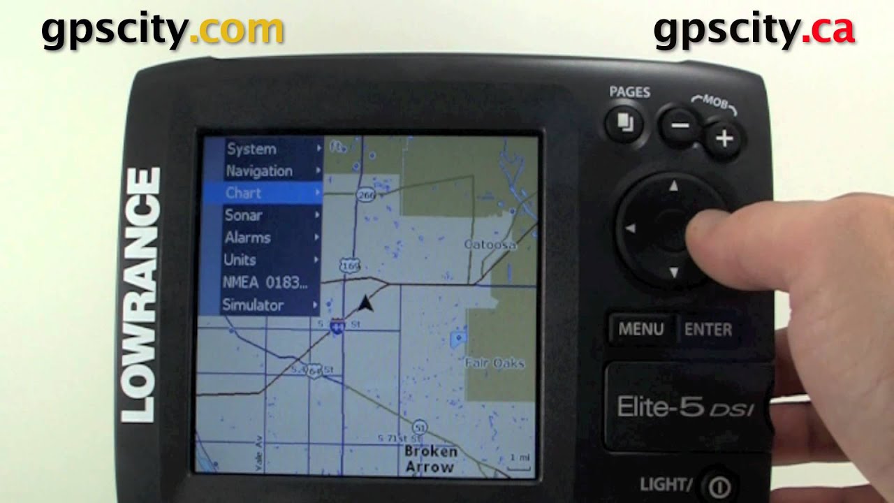 Vil have kølig Tilintetgøre Lowrance Elite 5 DSI Video Manual- Adjust the Track, Waypoint, and Route  view - YouTube