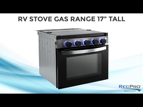 RecPro RV Stove | Gas Range 21 Tall | Optional Vented Range Hood | Black  or Silver Color Options (Black, with No Vented Range Hood)