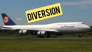 🔴Live  - Lufthansa B747-800 Diversion. Manchester Airport.