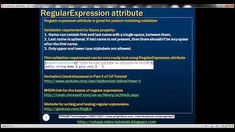 Part 83   RegularExpression attribute in asp net mvc