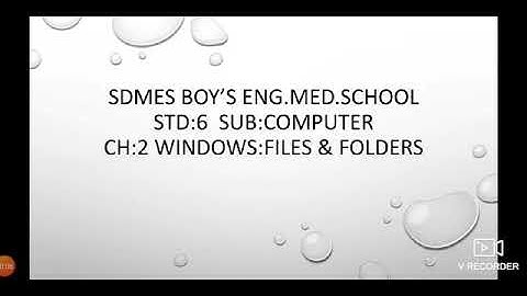 Std : 6  Sub : Computer Ch:2 Windows Files and Folders