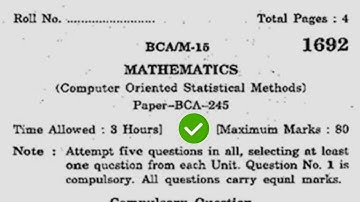 2015 Kuk BCA 4th Sem Mathematics Question Paper