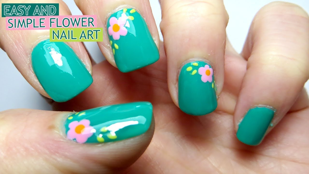 Easy and Simple Flower Nail Art - YouTube
