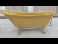 Elegant Gold Clawfoot Bathtub | Classic Acrylic Design with Raised Backrest for Ultimate Comfort