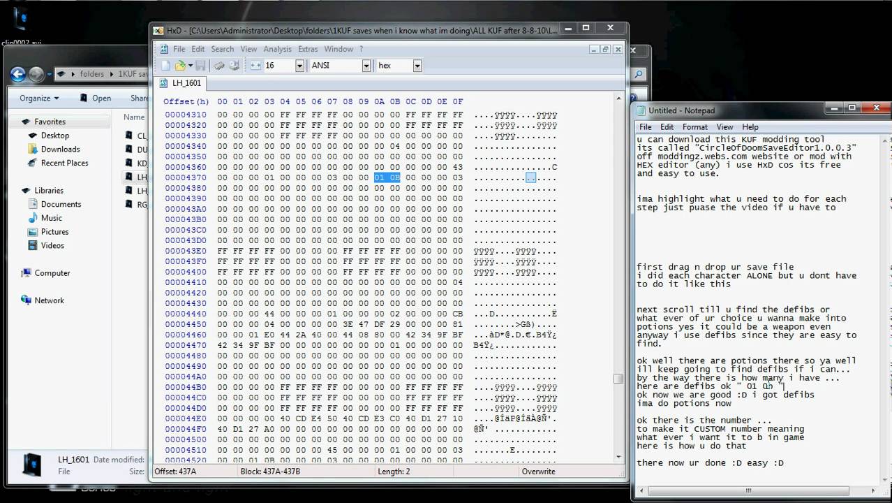 KUF Circle of Doom how to mod potions walk though in HEX editor - YouTube
