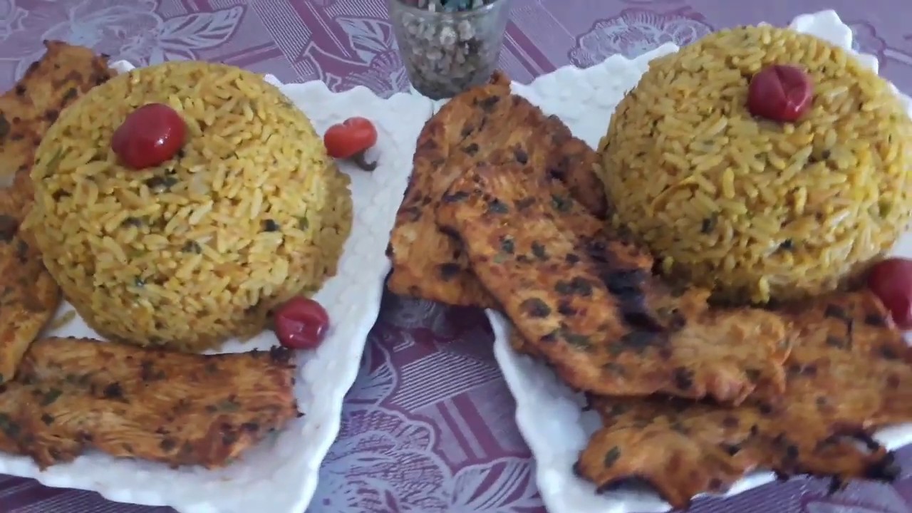 روز مع ستيك بيبي أو (ستيك دجاج )بطريقة سهلة وسريعة ولذيذ😋😋