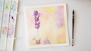 Watercolor painting easy lavender  - free download sketch