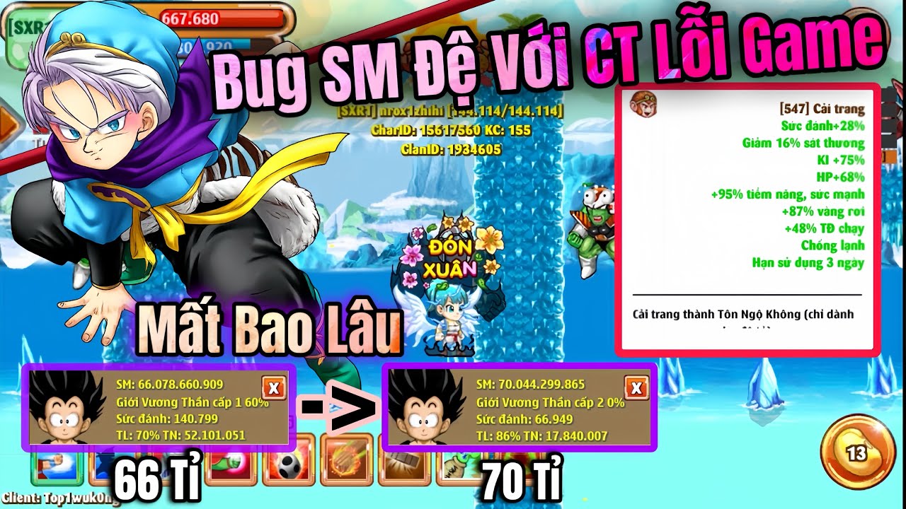 Ngọc Rồng Online - Bug Sức Mạnh Đệ Tử Với Cải Trang Lỗi Game, Mất Bao Lâu Từ 66 Tỉ Lên 70 Tỉ