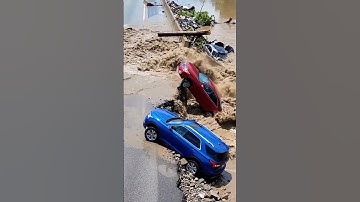 Moment the Street Almost Swept Away by Heavy Floods! #viral #shorts