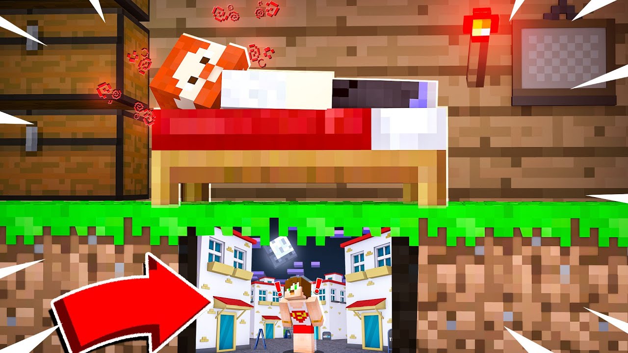 minecraft ta kucuk olup yatagin altindaki mini sehirde saklambac oynuyoruz youtube