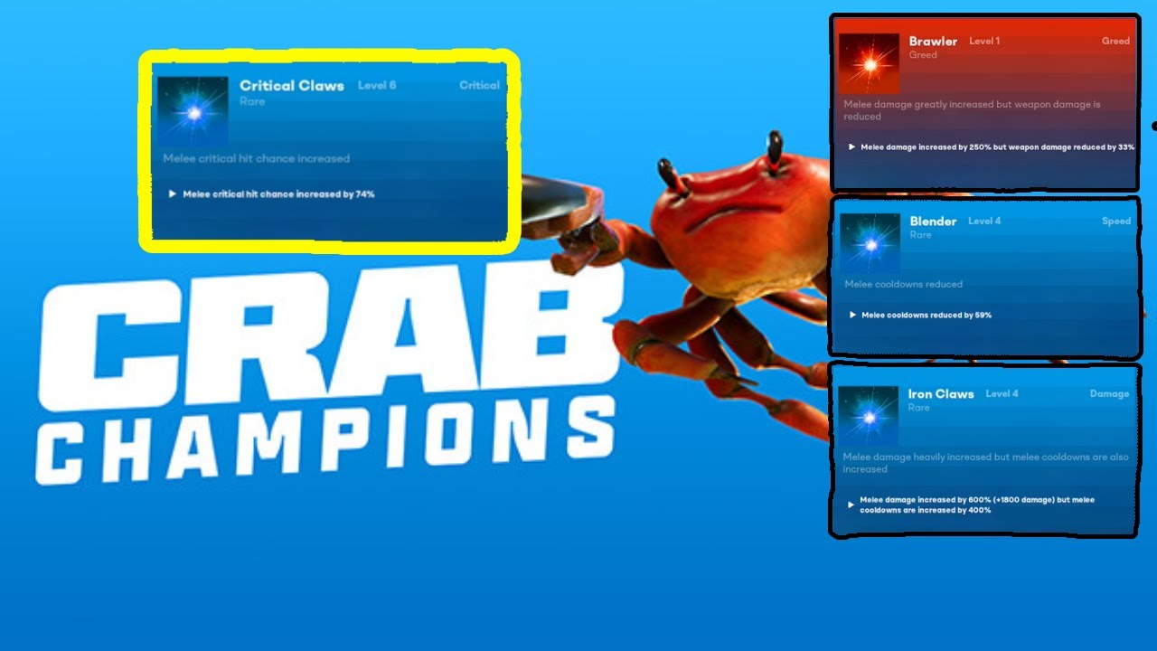 *NEW* Crab Champions Melee Mods! BIG CRIT! YouTube