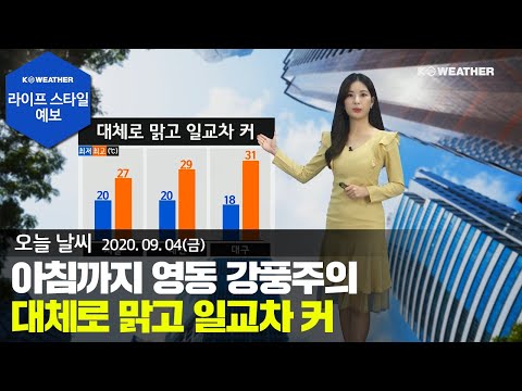[날씨] 9월 4일_오늘(금) 아침까지 영동 강풍주의…대체로 맑고 일교차 커