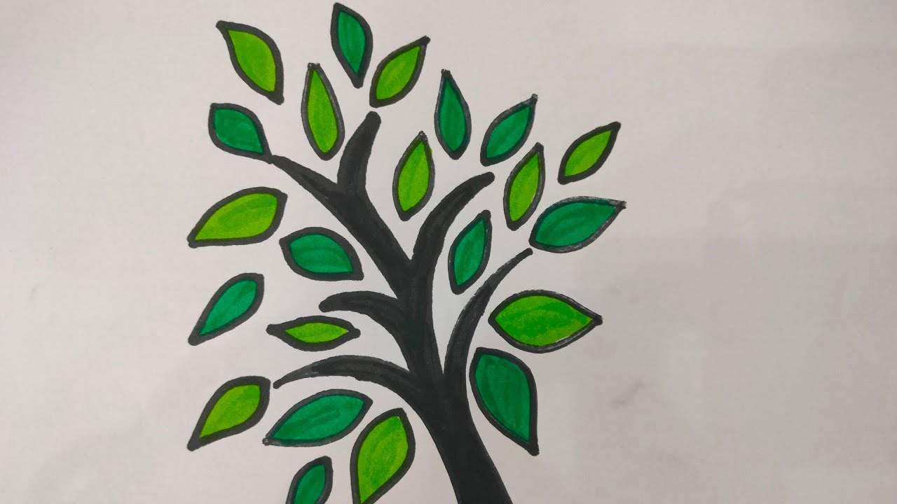 Easy Tree Drawing||How To Draw Easy Tree Step By Step!!Tree 🎄 Drawing ...